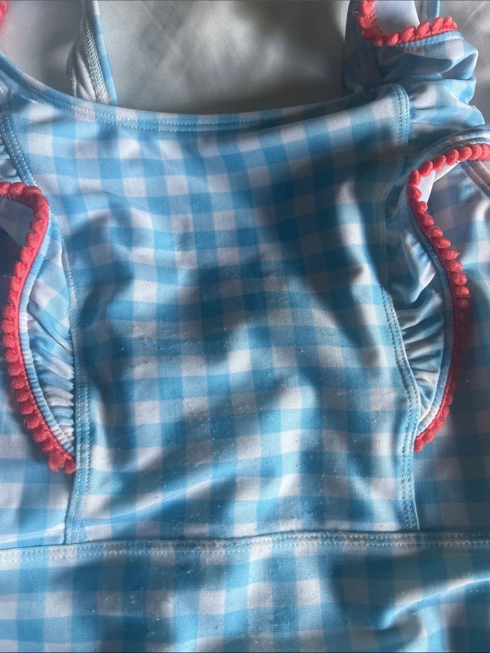 Cat & Jack Blue Gingham Swimsuit with Pink Trim